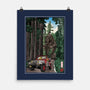 T-Rex Chase Woodblock-None-Matte-Poster-DrMonekers