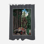 T-Rex Chase Woodblock-None-Polyester-Shower Curtain-DrMonekers