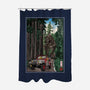 T-Rex Chase Woodblock-None-Polyester-Shower Curtain-DrMonekers