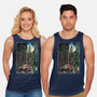 T-Rex Chase Woodblock-Unisex-Basic-Tank-DrMonekers