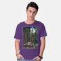 T-Rex Chase Woodblock-Mens-Basic-Tee-DrMonekers