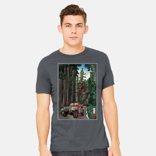 T-Rex Chase Woodblock-Mens-Heavyweight-Tee-DrMonekers