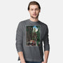 T-Rex Chase Woodblock-Mens-Long Sleeved-Tee-DrMonekers