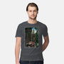 T-Rex Chase Woodblock-Mens-Premium-Tee-DrMonekers