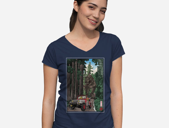 T-Rex Chase Woodblock