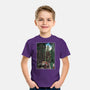 T-Rex Chase Woodblock-Youth-Basic-Tee-DrMonekers
