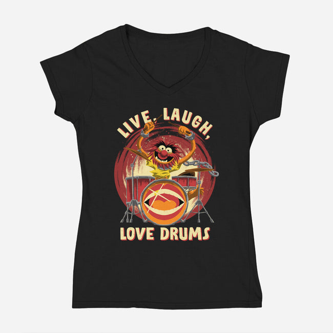 Love Drums-Womens-V-Neck-Tee-rmatix
