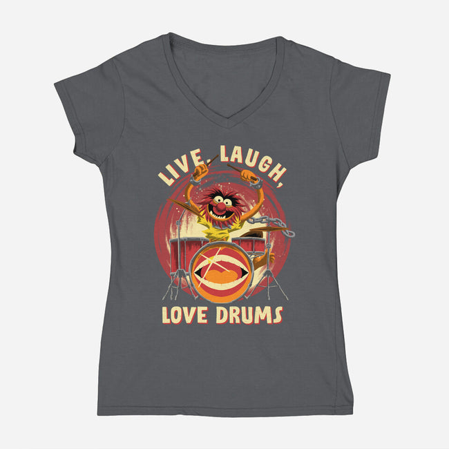Love Drums-Womens-V-Neck-Tee-rmatix