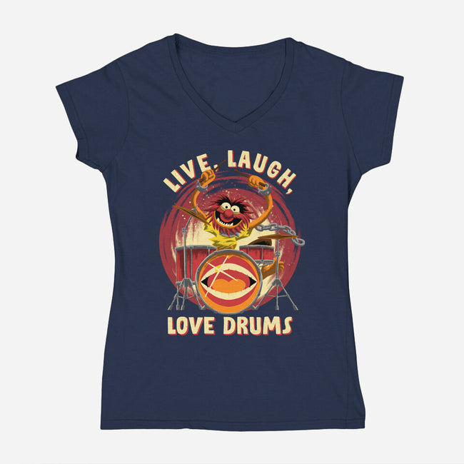 Love Drums-Womens-V-Neck-Tee-rmatix