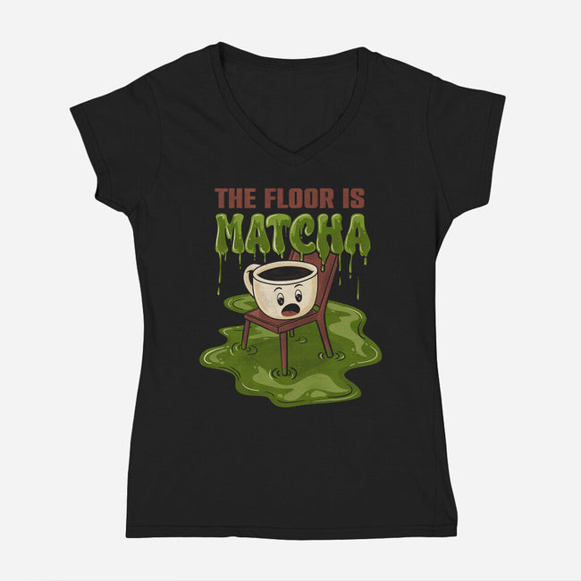 The Floor Is Matcha-Womens-V-Neck-Tee-Danhood
