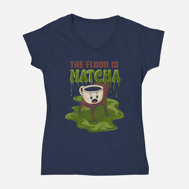 The Floor Is Matcha-Womens-V-Neck-Tee-Danhood