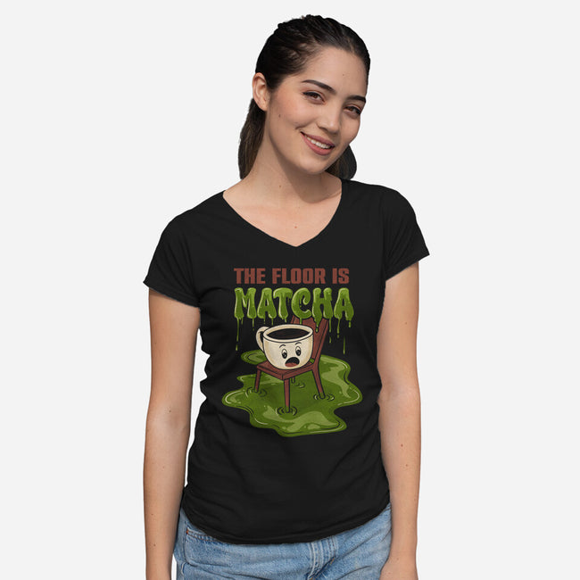 The Floor Is Matcha-Womens-V-Neck-Tee-Danhood