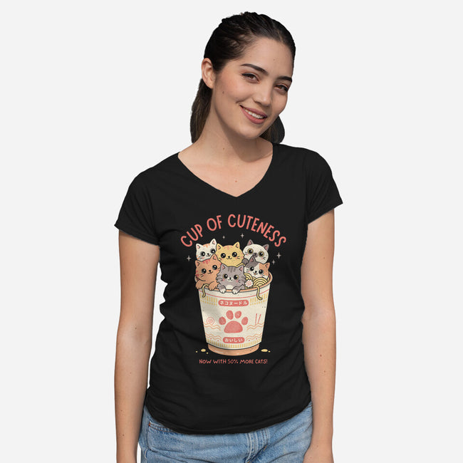 Cup Of Cuteness-Womens-V-Neck-Tee-GODZILLARGE