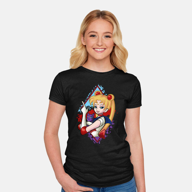 Moongirl Cartoon-Womens-Fitted-Tee-nickzzarto