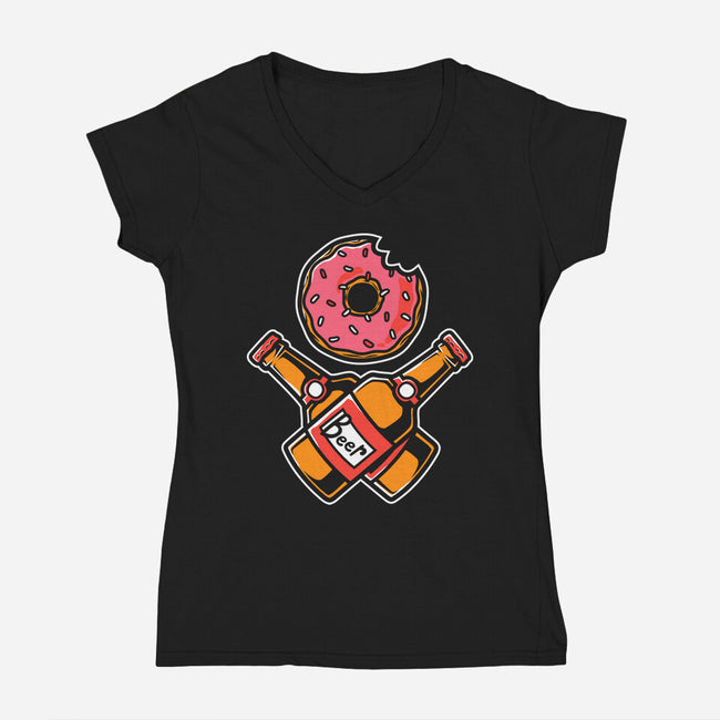 Donut And Beer-Womens-V-Neck-Tee-krisren28