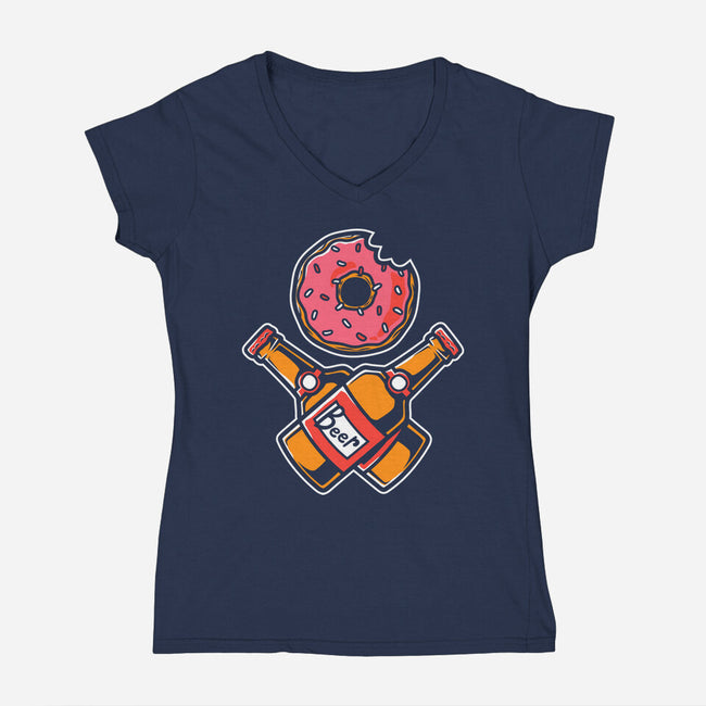 Donut And Beer-Womens-V-Neck-Tee-krisren28