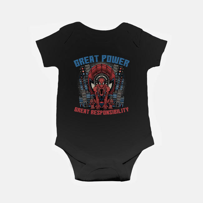 Great Power Great Responsibility-Baby-Basic-Onesie-glitchygorilla