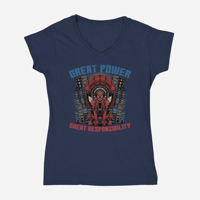 Great Power Great Responsibility-Womens-V-Neck-Tee-glitchygorilla