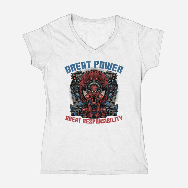 Great Power Great Responsibility-Womens-V-Neck-Tee-glitchygorilla