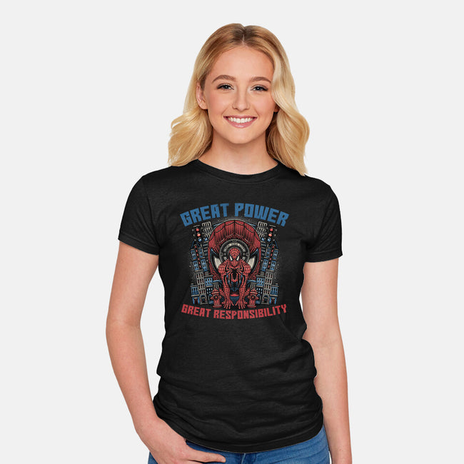 Great Power Great Responsibility-Womens-Fitted-Tee-glitchygorilla