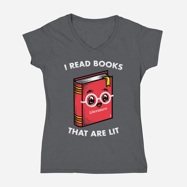 Books Are Lit-Womens-V-Neck-Tee-krisren28