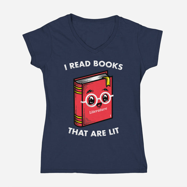 Books Are Lit-Womens-V-Neck-Tee-krisren28