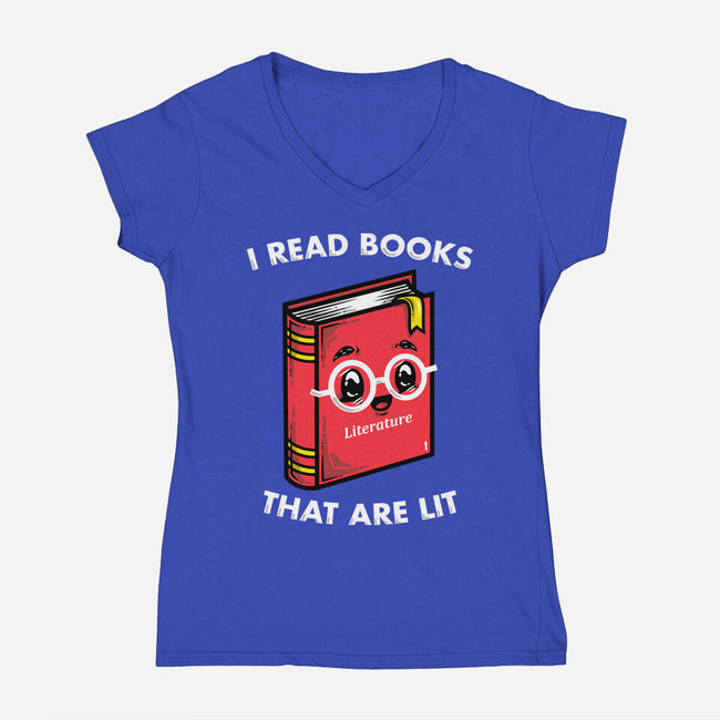Books Are Lit-Womens-V-Neck-Tee-krisren28