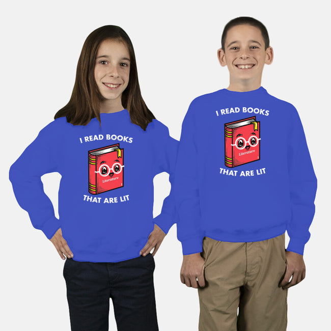 Books Are Lit-Youth-Crew Neck-Sweatshirt-krisren28