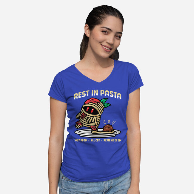 Rest In Pasta-Womens-V-Neck-Tee-krisren28