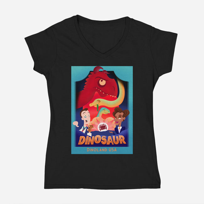 Definitely Not Our Dino-Womens-V-Neck-Tee-DrawnByBryan
