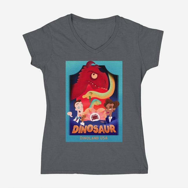Definitely Not Our Dino-Womens-V-Neck-Tee-DrawnByBryan