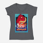 Definitely Not Our Dino-Womens-V-Neck-Tee-DrawnByBryan