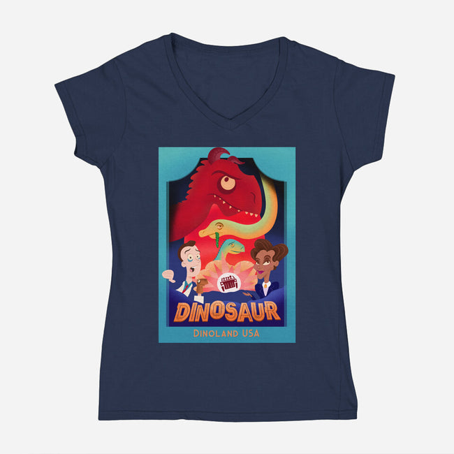 Definitely Not Our Dino-Womens-V-Neck-Tee-DrawnByBryan