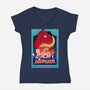 Definitely Not Our Dino-Womens-V-Neck-Tee-DrawnByBryan