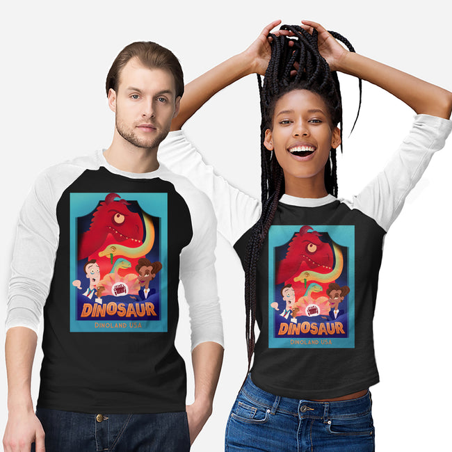 Definitely Not Our Dino-Unisex-Baseball-Tee-DrawnByBryan