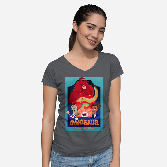 Definitely Not Our Dino-Womens-V-Neck-Tee-DrawnByBryan