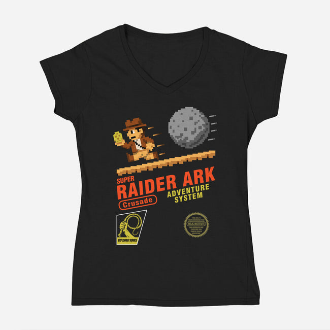 Super Raider Ark-Womens-V-Neck-Tee-NMdesign