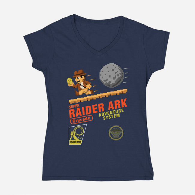 Super Raider Ark-Womens-V-Neck-Tee-NMdesign