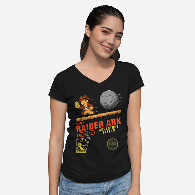 Super Raider Ark-Womens-V-Neck-Tee-NMdesign