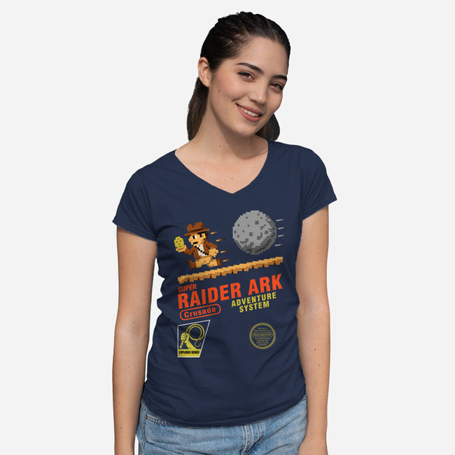 Super Raider Ark-Womens-V-Neck-Tee-NMdesign