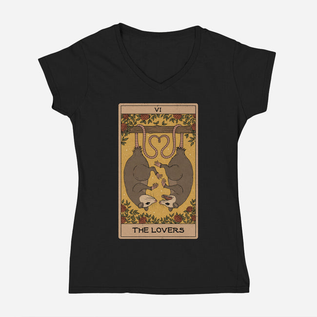 Lovers Opossum Tarot-Womens-V-Neck-Tee-Thiago Correa