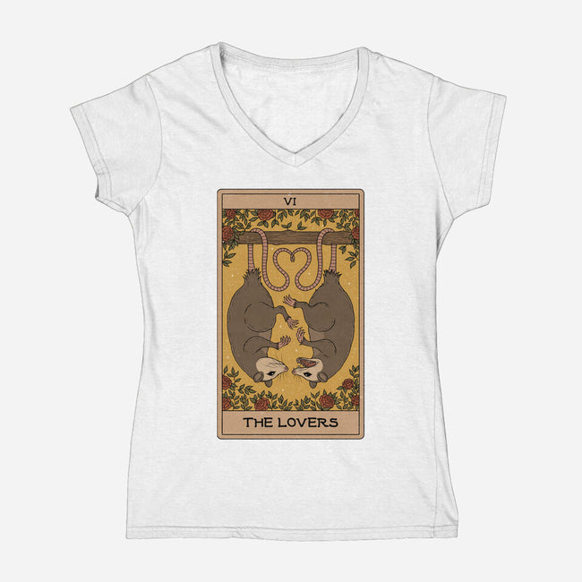 Lovers Opossum Tarot-Womens-V-Neck-Tee-Thiago Correa