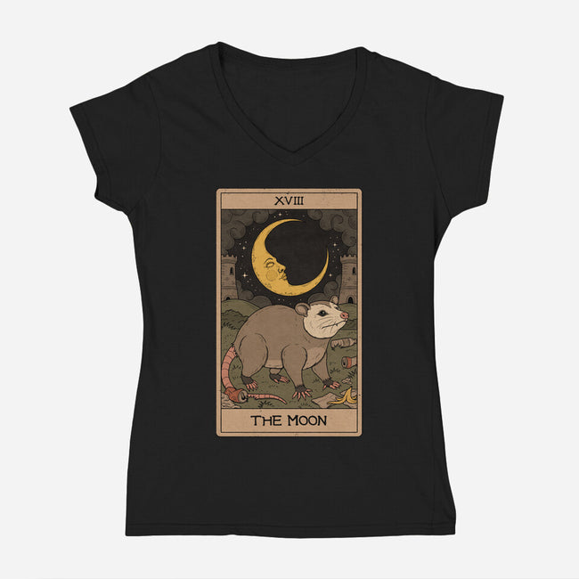 The Moon Opossum Tarot-Womens-V-Neck-Tee-Thiago Correa