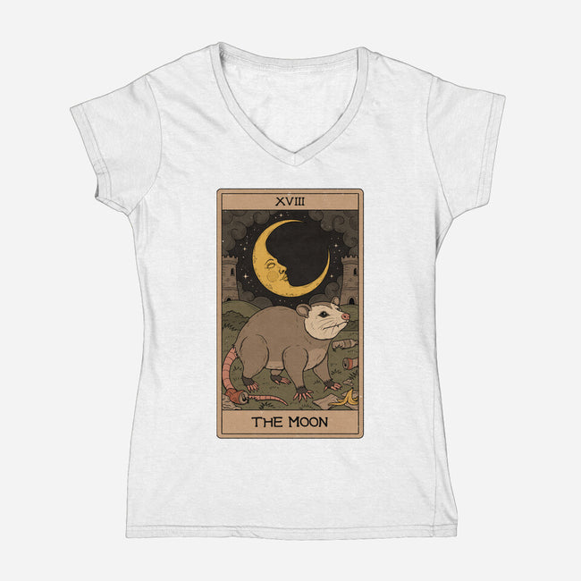 The Moon Opossum Tarot-Womens-V-Neck-Tee-Thiago Correa