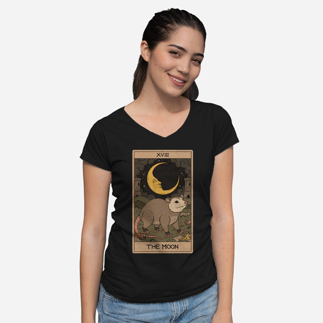 The Moon Opossum Tarot-Womens-V-Neck-Tee-Thiago Correa