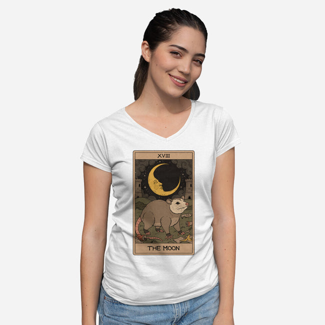 The Moon Opossum Tarot-Womens-V-Neck-Tee-Thiago Correa