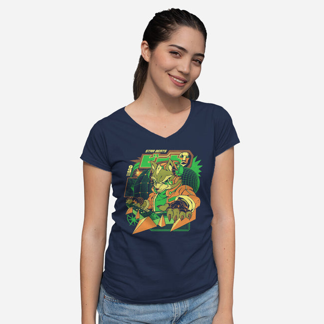 Star Beats-Womens-V-Neck-Tee-ilustrata