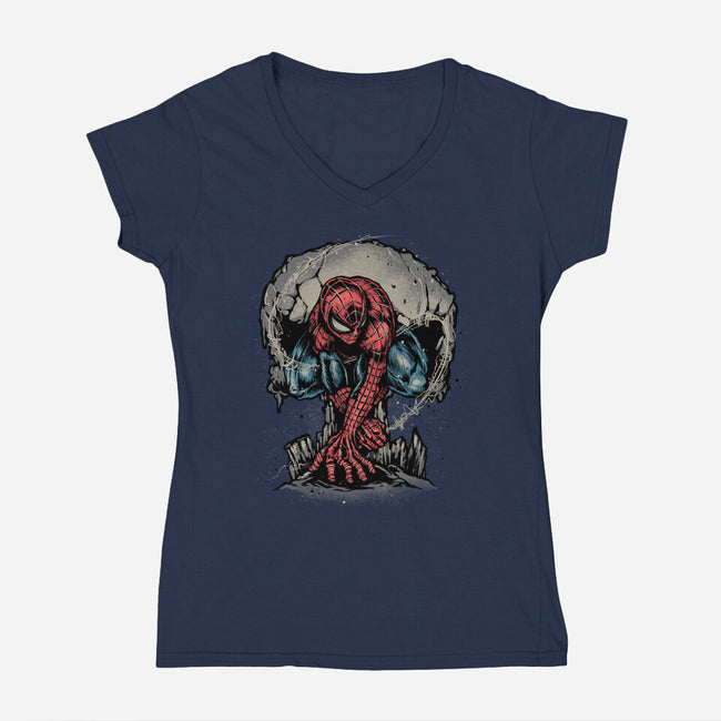 Web Swing And Punishment-Womens-V-Neck-Tee-glitchygorilla