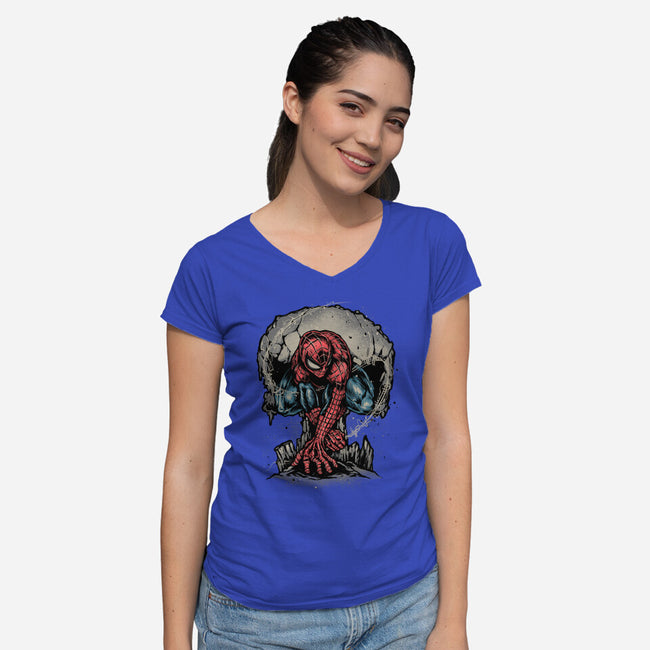 Web Swing And Punishment-Womens-V-Neck-Tee-glitchygorilla