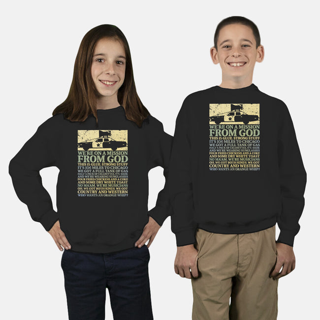 We're On A Mission From God-Youth-Crew Neck-Sweatshirt-kg07